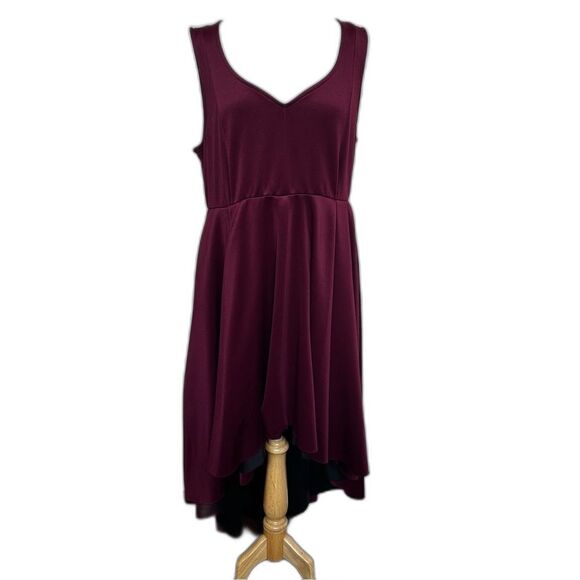 Torrid Maroon Sleeveless V-Neck High-Low Dress - Plus 18 -Rocker Whimsigoth Gla - Picture 1 of 6